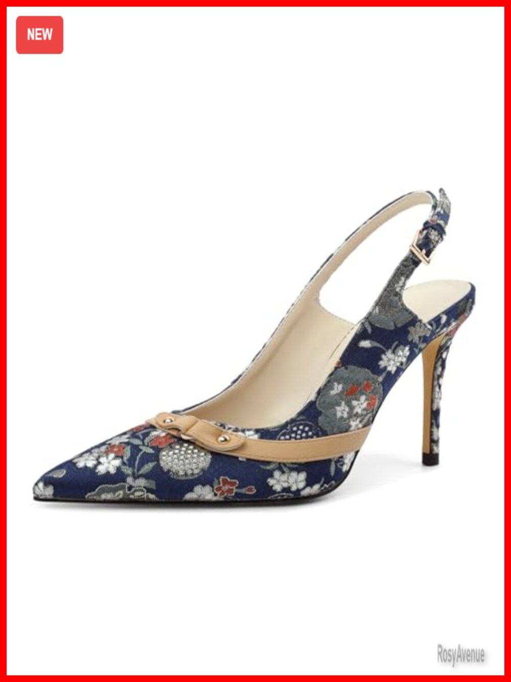 Slingback Heels Pointed Toe Stiletto Heel Beaded Pumps Dress Shoes